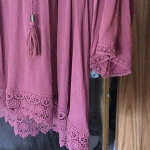 Knox Rose purple Lacey Boho top